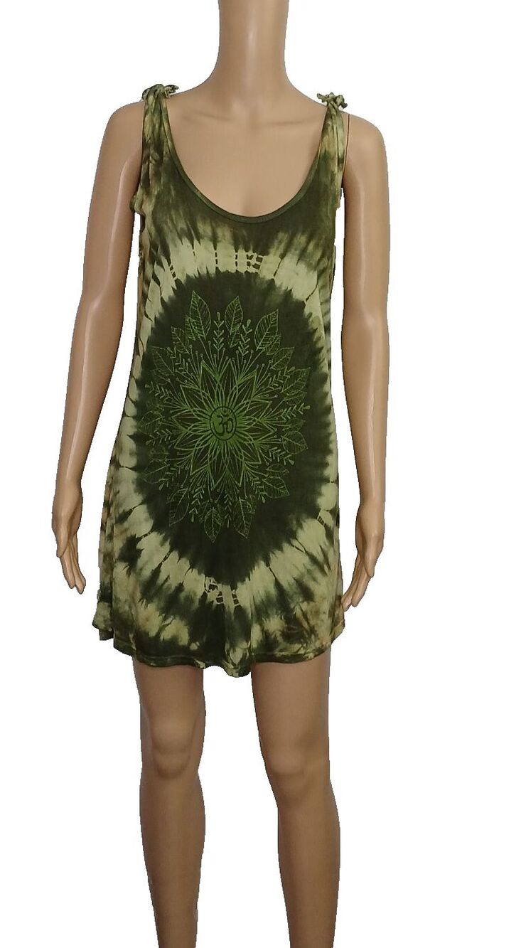 Gypsy Rose Women's Tie Die Hippie Beachy Boho Dress Tied Shoulder Straps Summer